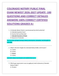 COLORADO NOTARY PUBLIC FINAL EXAM NEWEST 2026-2027 UPDATE -100 QUESTIONS AND CORRECT DET