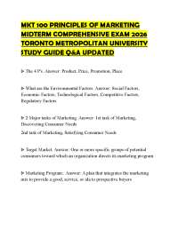 MKT 100 PRINCIPLES OF MARKETING MIDTERM COMPREHENSIVE EXAM 2026 TORONTO METROPOLITAN UNIVE