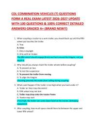 CDL COMBINATION VEHICLES (T) QUESTIONS FORM A REAL EXAM LATEST 2026-2027 UPDATE WITH 100