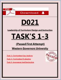 D021 Leadership of Curriculum Design & Instruction Tasks 1–3 Study Guide 2026 (PDF)