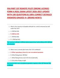FAA PART 107 REMOTE PILOT (DRONE LICENSE) FORM A REAL EXAM LATEST 2026-2027 UPDATE WITH
