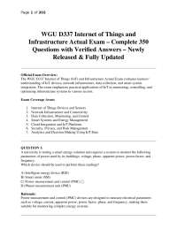 WGU D337 Internet of Things and Infrastructure Actual Exam – Complete 350 Questions with V