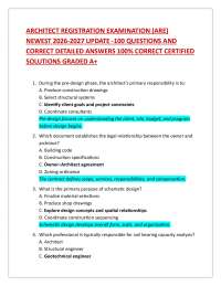 ARCHITECT REGISTRATION EXAMINATION (ARE) NEWEST 2026-2027 UPDATE -100 QUESTIONS AND CORR