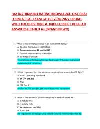 FAA INSTRUMENT RATING KNOWLEDGE TEST (IRA) FORM A REAL EXAM LATEST 2026-2027 UPDATE WITH