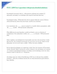 PSYC-2490 Test 1 questions with precise detailed solutions