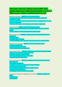 Final Exam: NSG 322/ NSG322 (Latest 2026/2027 Update) Behavioral Health Nursing Review