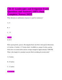 CR-21 Landscapes and Irrigation Exam Questions and Answers| 100% Pass| Complete| 2026