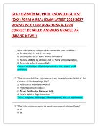 FAA COMMERCIAL PILOT KNOWLEDGE TEST (CAX) FORM A REAL EXAM LATEST 2026-2027 UPDATE WITH