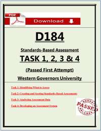 D184 Tasks 1–4 Exam (2026/2027) (PDF) | Standards-Based Assessment | WGU