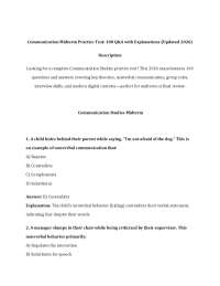Communication Midterm Practice Test: 100 Q&A with Explanations (Updated 2026)