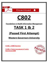 C802 Health Information Management Tasks 1–2 Study Guide 2026 (PDF) | Healthcare | WGU