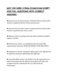 MGT 330 WEEK 5 FINAL EXAM EXAM SCRIPT 2026 FULL QUESTIONS WITH CORRECT ANSWERS