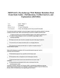 NRNP 6645-1 Psychotherapy With Multiple Modalities Final Exam Study Guide – Full Questions