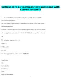 Critical care air methods test questions with correct answers
