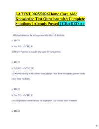 LATEST 2025/2026 Home Care Aide Knowledge Test Questions with Complete Solutions | Alrea