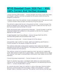 NFHS Baseball Exam 2026 Part 1 With 100% Correct And Verified Answers