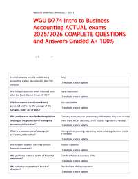WGU D774 Intro to Business Accounting ACTUAL exams 2025/2026 COMPLETE QUESTIONS and Answe
