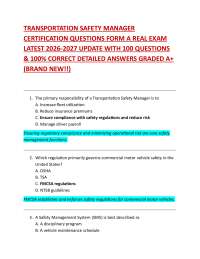 TRANSPORTATION OPERATIONS SUPERVISOR QUESTIONS FORM A REAL EXAM LATEST 2026 2027 UPDATE W