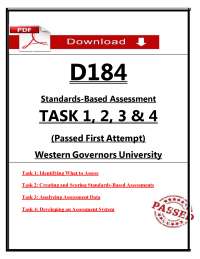 D184 Tasks 1–4 Exam (2026/2027) (PDF) | Standards-Based Assessment | WGU