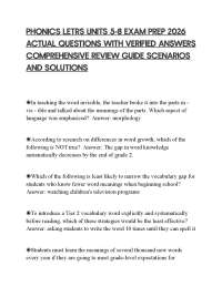 PHONICS LETRS UNITS 5-8 EXAM PREP 2026 ACTUAL QUESTIONS WITH VERIFIED ANSWERS