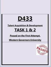 D433 Tasks 1–2 Exam (2026/2027) (PDF) | Talent Acquisition & Development | WGU