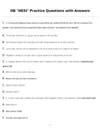 OB "HESI" Practice Questions with Answers