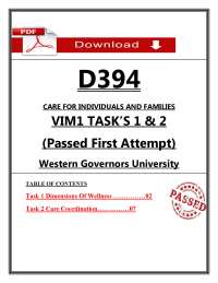 D394 VIM1 Tasks 1–2 Exam (2026/2027) (PDF) | Care for Individuals & Families | WGU