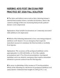 NURSING 4010 POST SIM EXAM PREP PRACTICE SET 2026 FULL SOLUTION