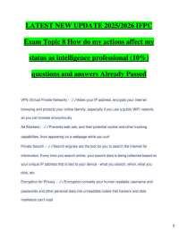 LATEST NEW UPDATE 2025/2026 IFPC Exam Topic 8 How do my actions affect my status as inte