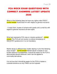 FCA MOCK EXAM QUESTIONS WITH CORRECT ANSWERS LATEST UPDATE 2026