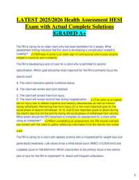 LATEST 2025/2026 Health Assessment HESI Exam with Actual Complete Solutions |GRADED A+ Th