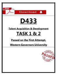 D433 Tasks 1–2 Exam (2026/2027) (PDF) | Talent Acquisition & Development | WGU