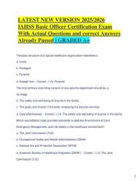 LATEST NEW VERSION 2025/2026 IAHSS Basic Officer Certification Exam With Actual Question