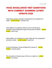 HVAC EXCELLENCE TEST QUESTIONS WITH CORRECT ANSWERS LATEST UPDATE 2026