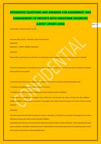 INTEGRATED QUESTIONS AND ANSWERS FOR ASSESSMENT AND MANAGEMENT OF PATIENTS WITH ENDOCRINE