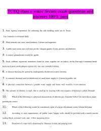 TCEQ class c water license exam questions and answers 100% pass