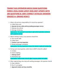 TRANSIT BUS OPERATOR MOCK EXAM QUESTIONS FORM A REAL EXAM LATEST 2026-2027 UPDATE WITH 1