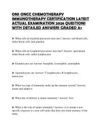 ONS ONCC CHEMOTHERAPY IMMUNOTHERAPY CERTIFICATION LATEST ACTUAL EXAMINATION 2026 QUESTIONS