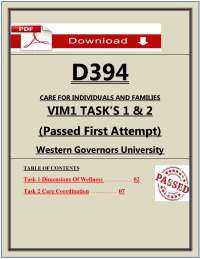 D394 VIM1 Tasks 1–2 Exam (2026/2027) (PDF) | Care for Individuals & Families | WGU