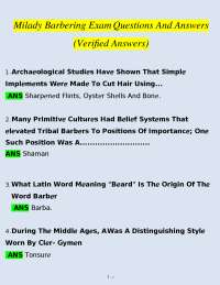 Milady Barbering Exam Questions and Answers (Verified Answers) | State Board Practice Test