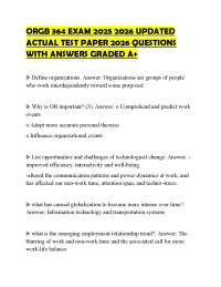 ORGB 364 EXAM 2025 2026 UPDATED ACTUAL TEST PAPER 2026 QUESTIONS WITH ANSWERS GRADED A+