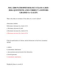 NSG 3280 PATHOPHYSIOLOGY EXAM 4 (2025-2026) QUESTIONS AND CORRECT ANSWERS GRADED A+ GALEN