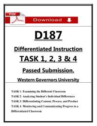 D187 Tasks 1–4 Exam (2026/2027) (PDF) | Differentiated Instruction | WGU