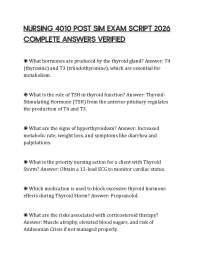 NURSING 4010 POST SIM EXAM SCRIPT 2026 COMPLETE ANSWERS VERIFIED