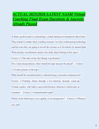 ACTUAL 2025/2026 LATEST NASM Virtual Coaching Final Exam Questions & Answers Already Pass