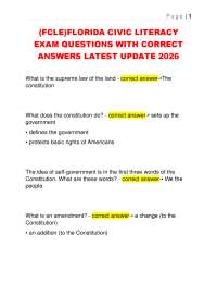 (FCLE)FLORIDA CIVIC LITERACY EXAM QUESTIONS WITH CORRECT ANSWERS LATEST UPDATE 2026