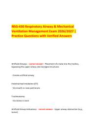 NSG-430 Respiratory Airway & Mechanical Ventilation Management Exam 2026/2027 | Practice Q