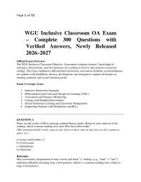 WGU Inclusive Classroom OA Exam – Complete 300 Questions with Verified Answers, Newly Rele