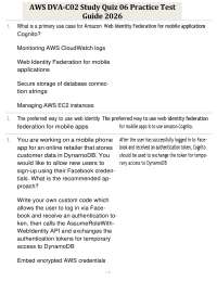AWS DVA-C02 Study Quiz 06 Practice Test Guide 2026