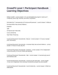 CrossFit Level 1 Participant Handbook Learning Objectives QUESTIONS & ANSWERS 2025/2026 PA
